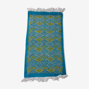 Tapis kilim bleu berbère en pure laine 95x56cm