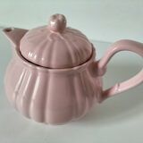 Vintage mid-century ribbed pink powder teapot by Salins.