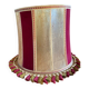 grand abat-jour en peau et velours vintage