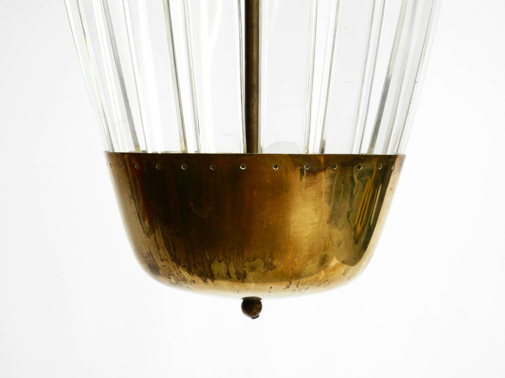 Mid-Century Pendant Lamp by Vereinigte Werkstätten, in Brass and Plexiglass