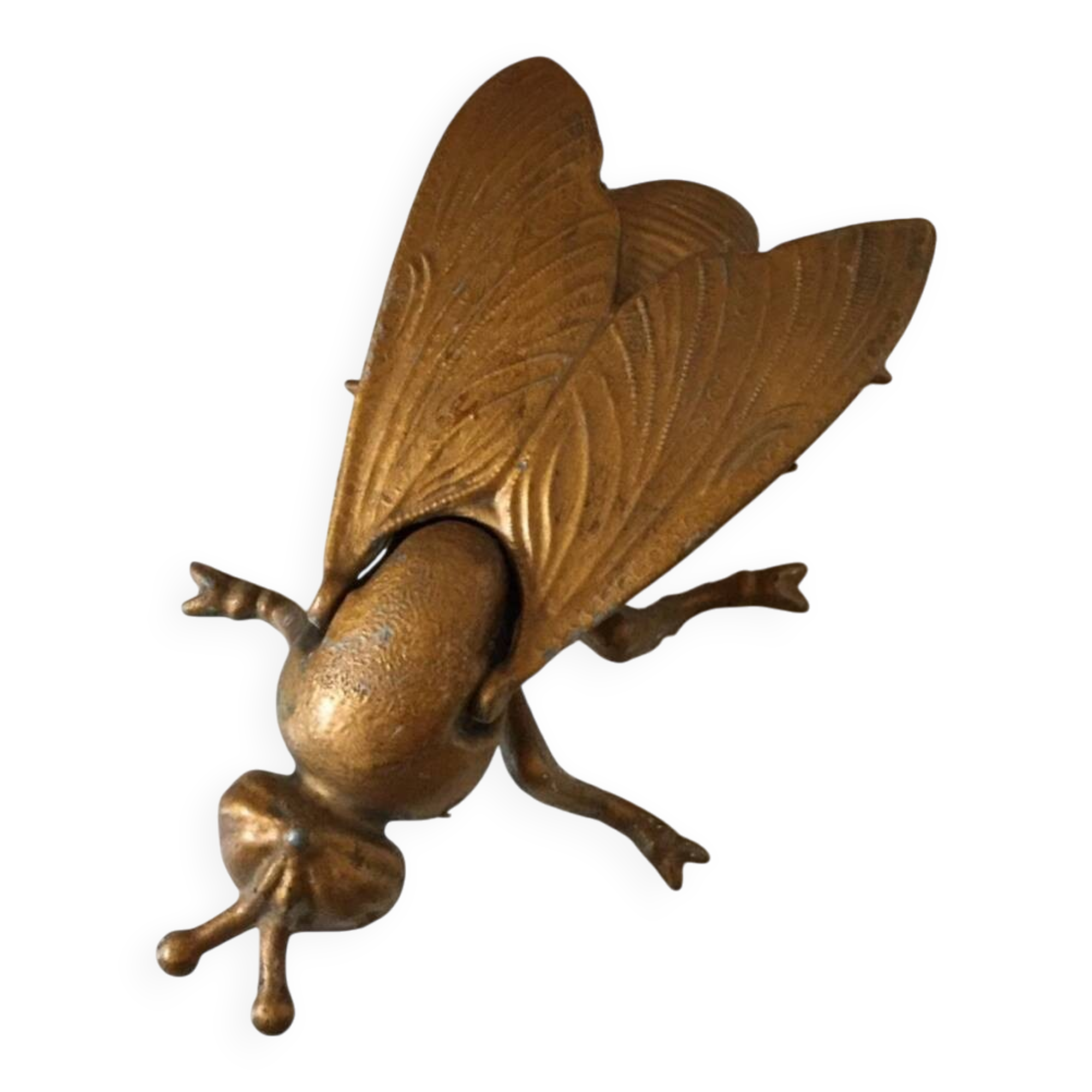 Vintage gold-tone metal fly/bee ashtray/trinket tray