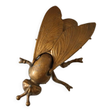 Vintage gold-tone metal fly/bee ashtray/trinket tray