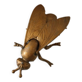 Cendrier vide poche Mouche abeille métal doré vintage