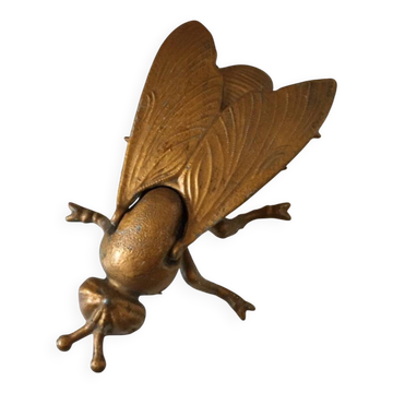 Cendrier vide poche Mouche abeille métal doré vintage
