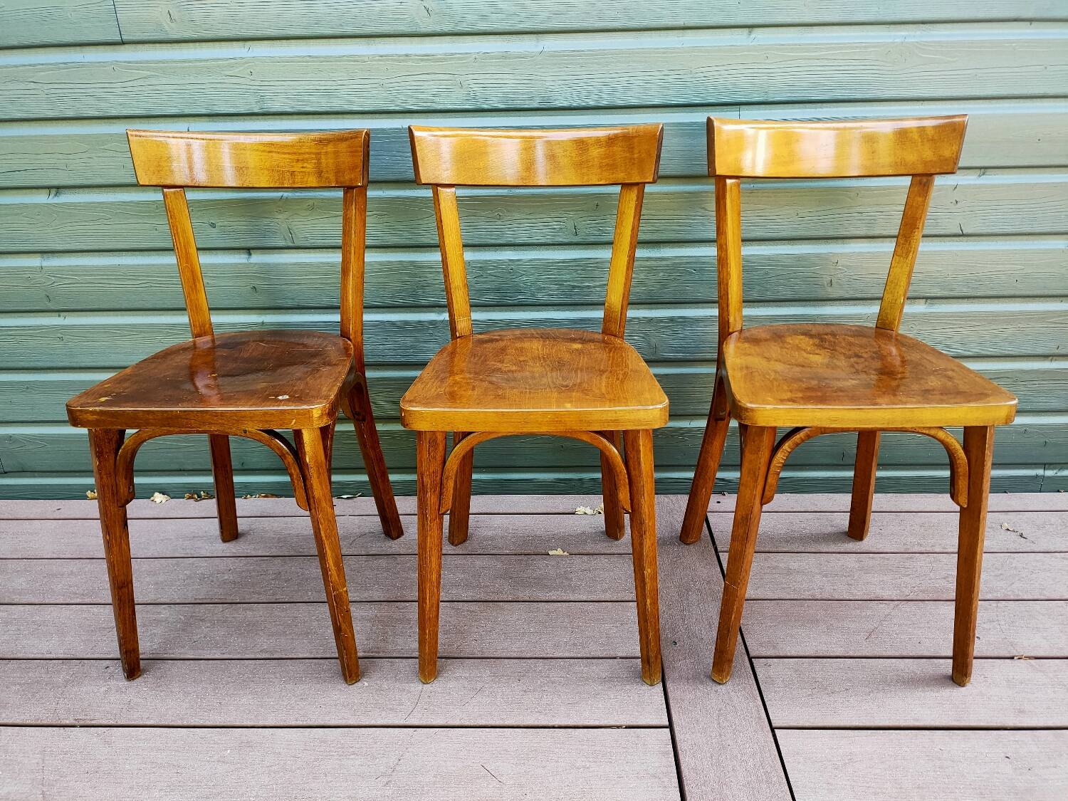 Trio of Baumann bistro chairs