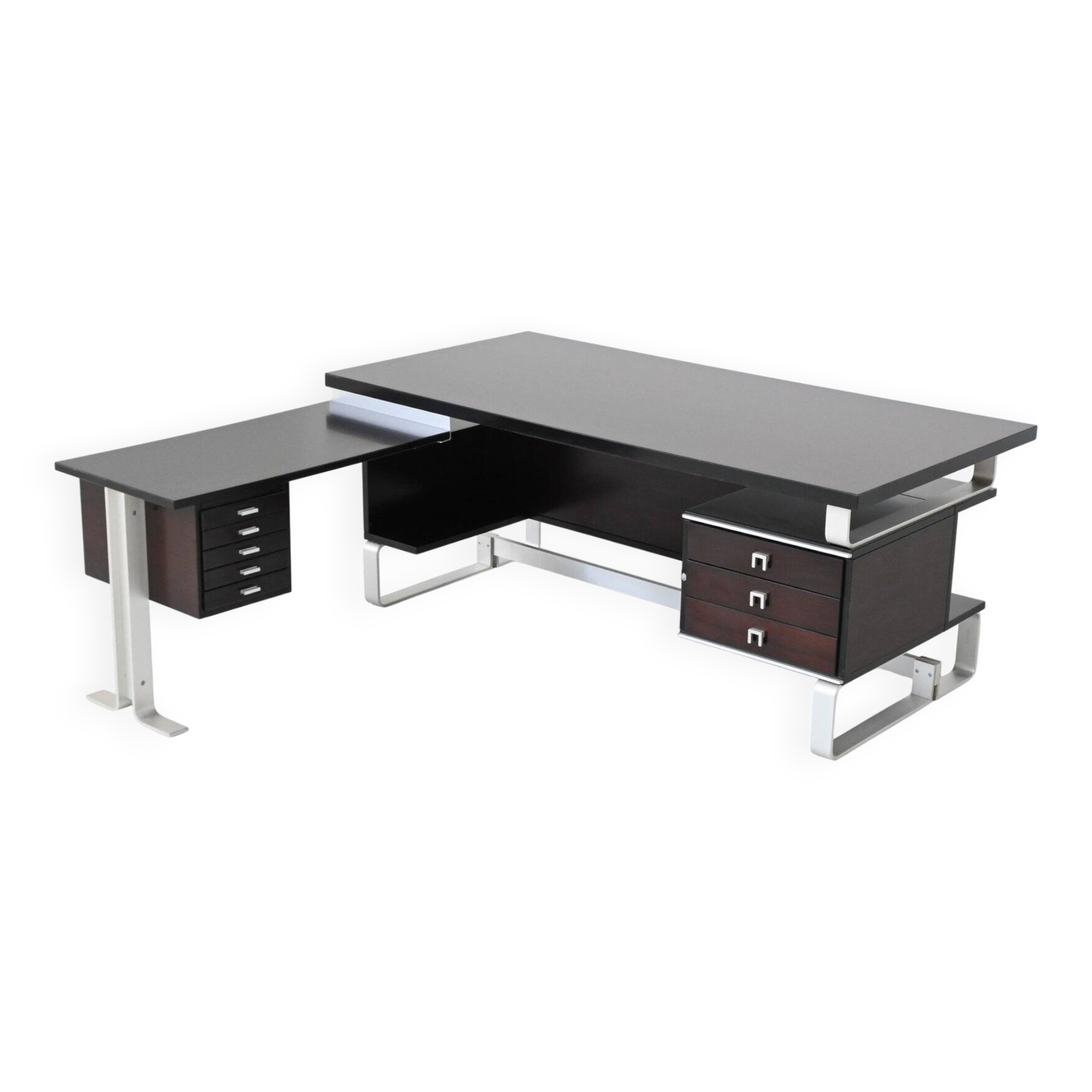 Abbondinterni executive corner desk in Mahogany Italy 1970