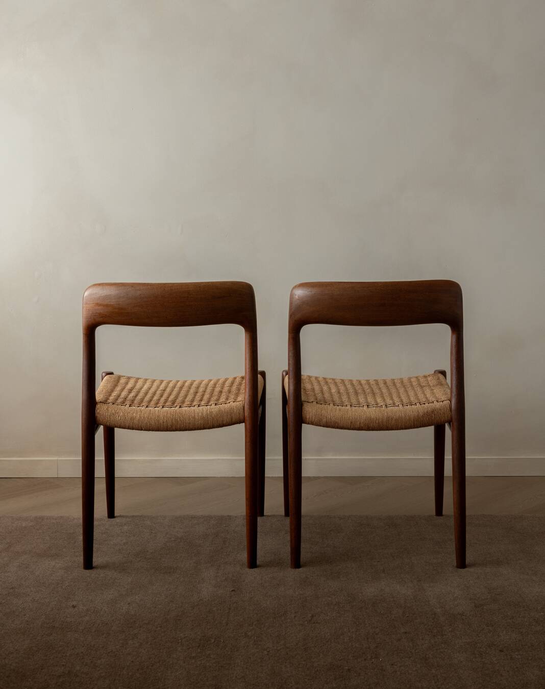 Vintage Danish Teak Dining Chairs Model 75 Niels O. Møller 1950s Set of 4
