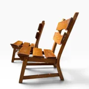 Set of 2 brutalist lounge chairs in oak by Dittmann & Co for Awa.