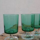 6 Luminarc green wine glasses