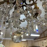 6-light crystal and bronze chandelier - 19th century