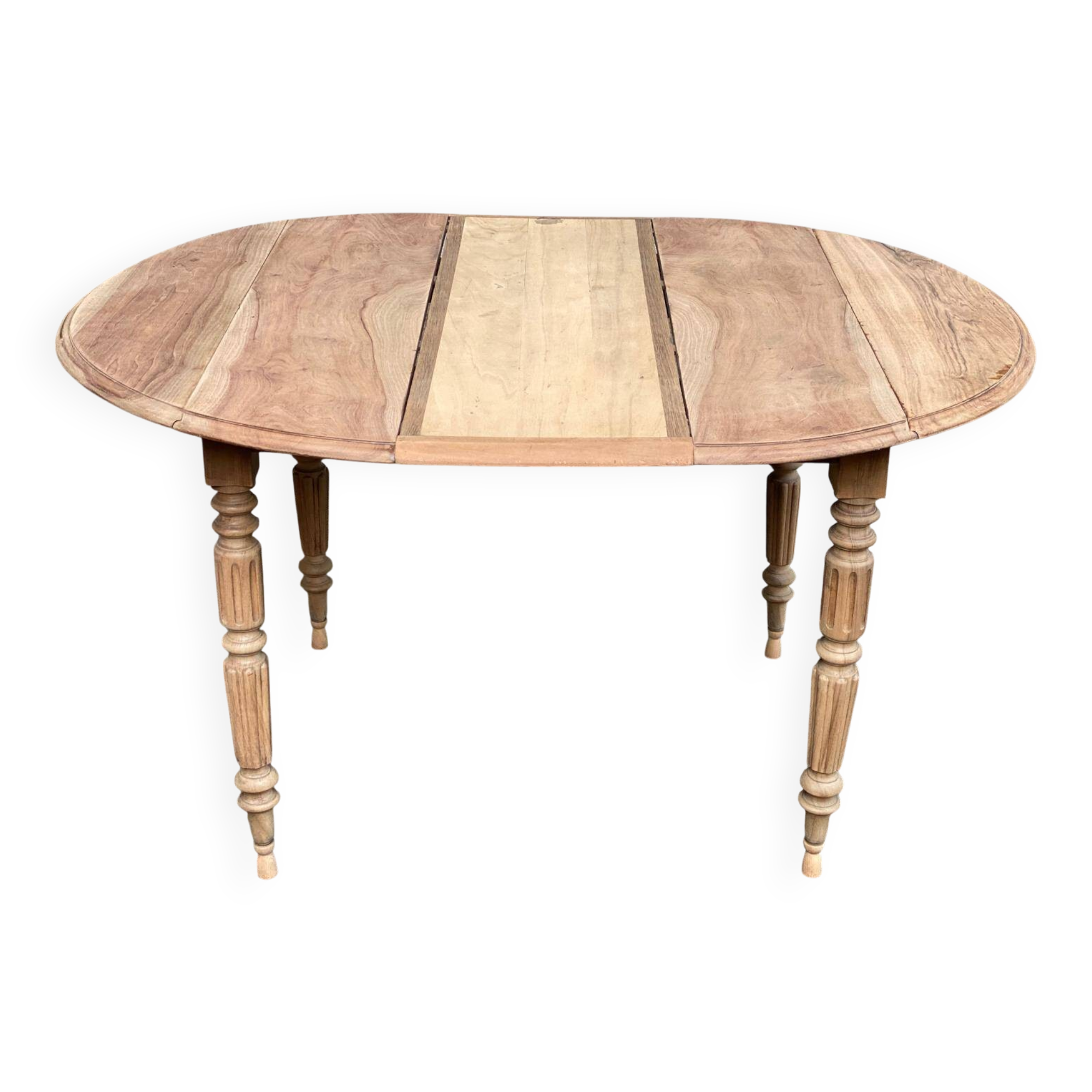 Renovated 18th century solid wood extendable round dining table with shutters