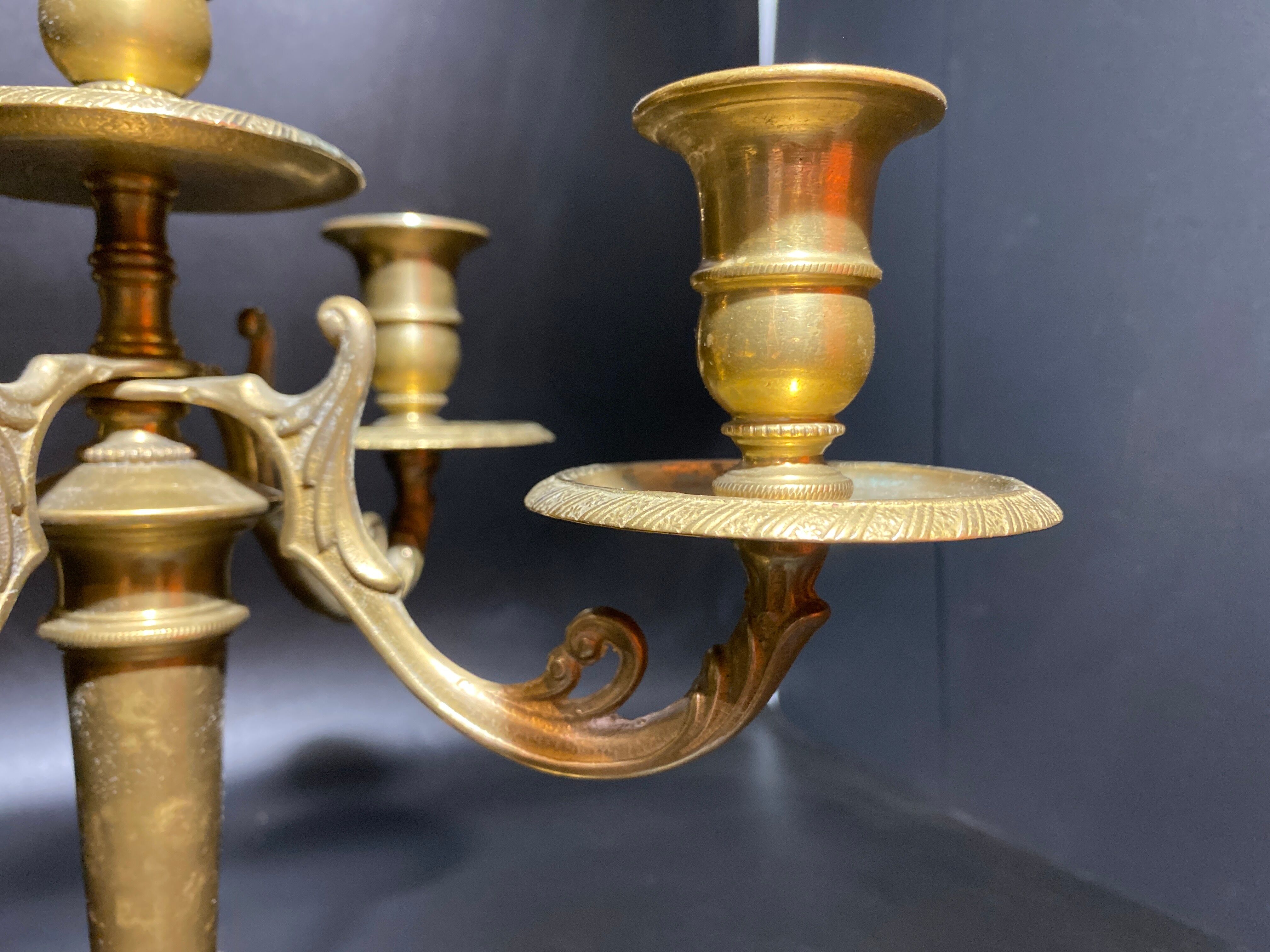 Pair of gilded metal candle holders