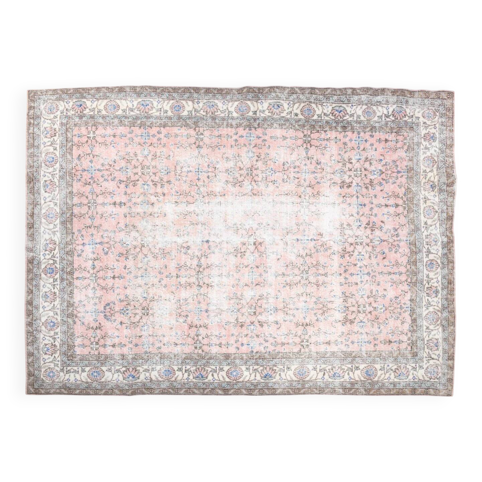 8' x 11' Pink Turkish Vintage Rug - 247x349 cm