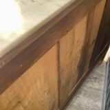 Louis Philippe antique chest of drawers with 4 drawers and a white marble top.