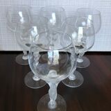 Set of six crystal wine glasses