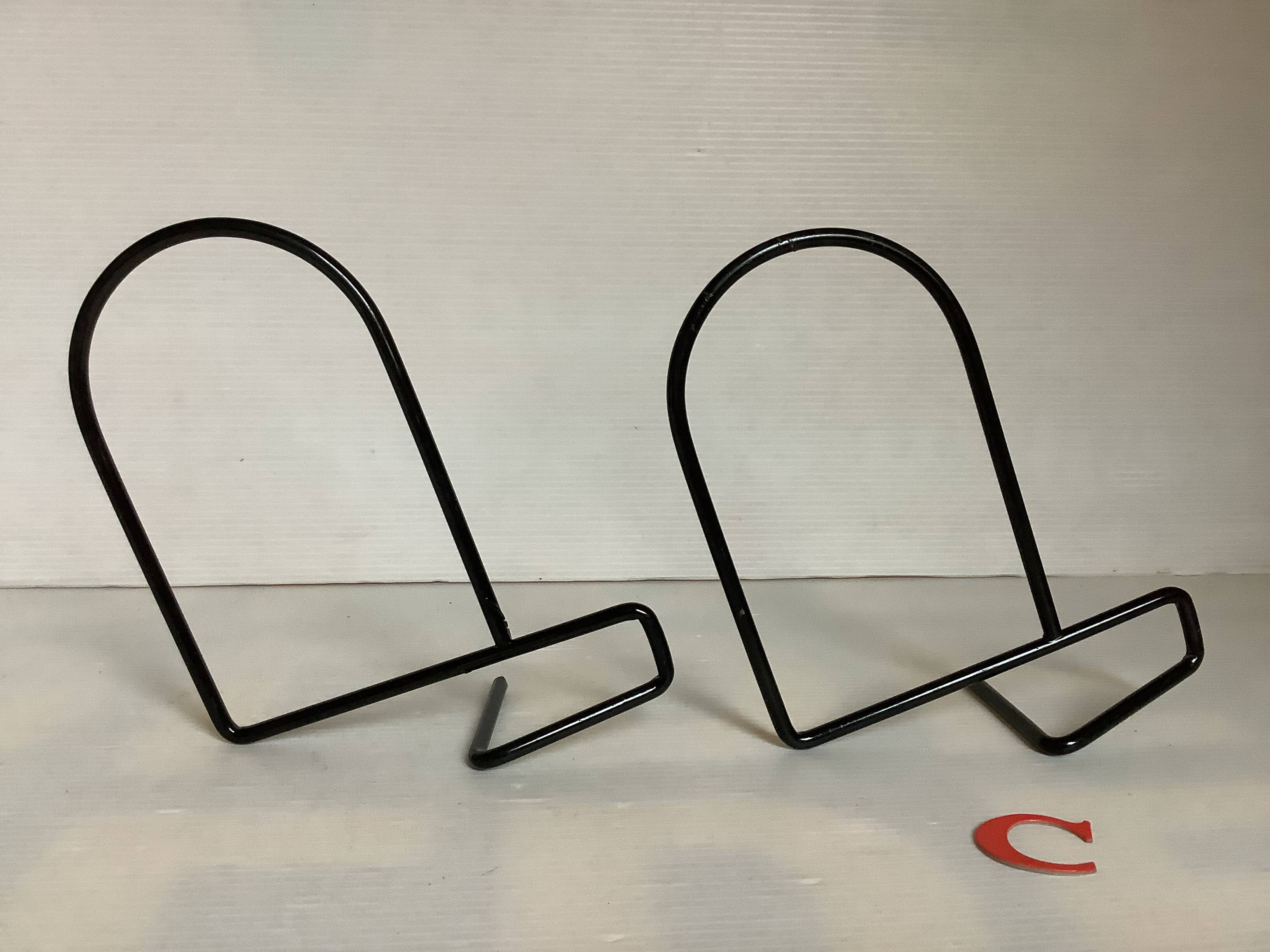 Pair of black metal bookends C