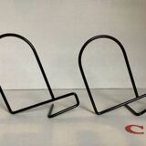 Pair of black metal bookends C