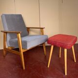 Śnieżka armchair from the 1970s./ gray patterned velor