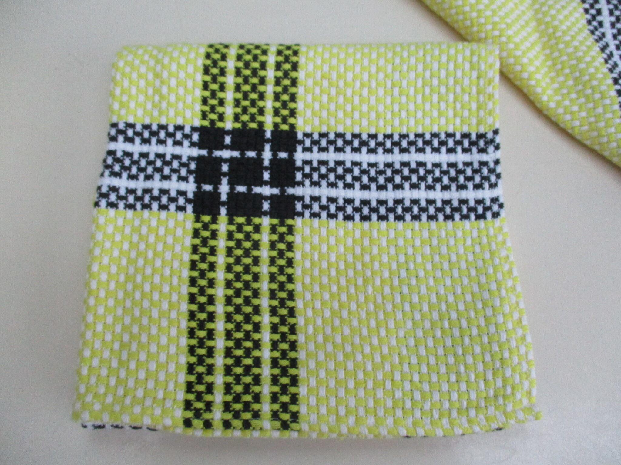 Five cotton napkins, woven pattern, Basque style