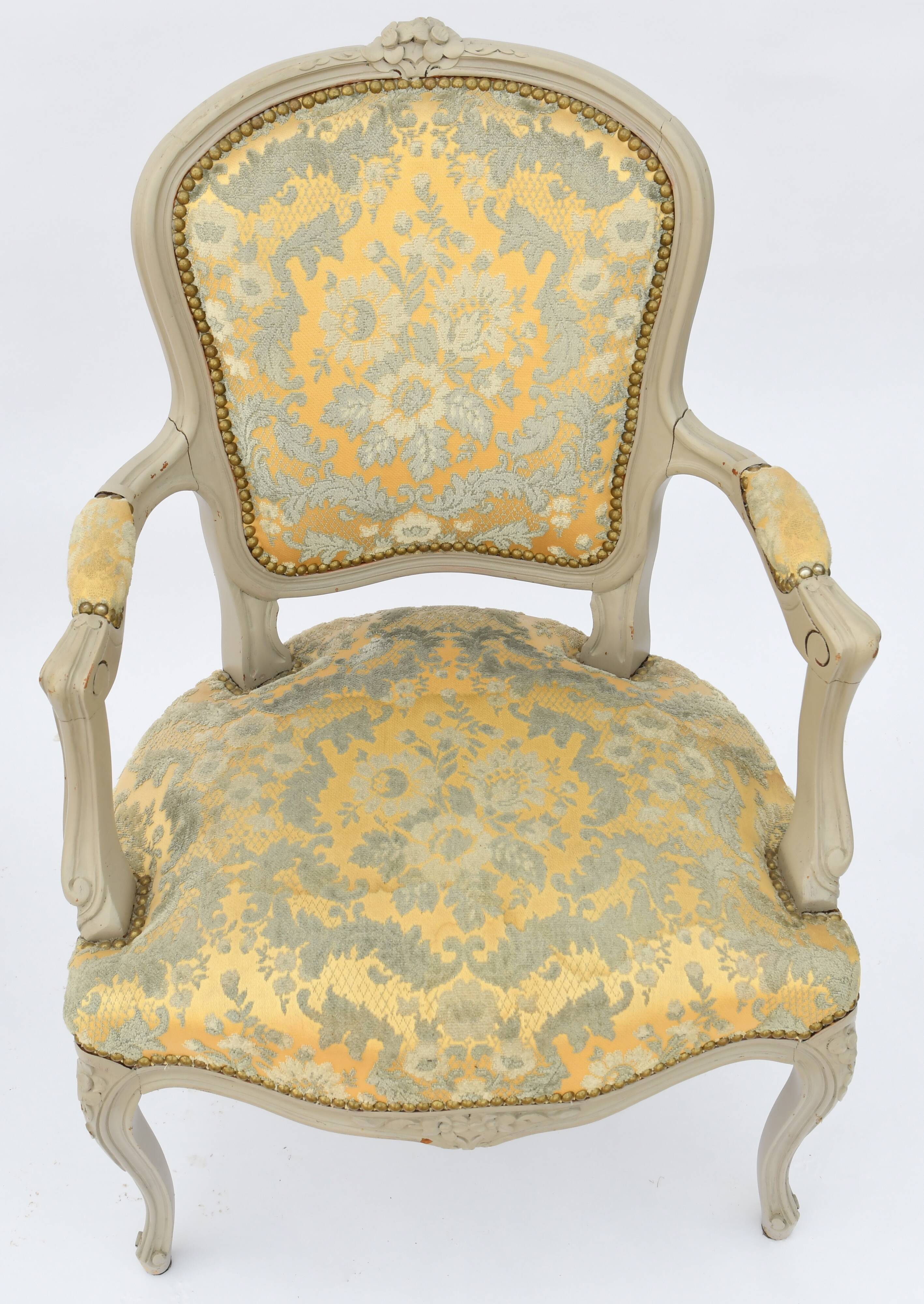 Pair of Louis XV style convertible armchairs
