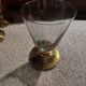 6 iridescent colored crystal liqueur glasses with gold stems / art-deco