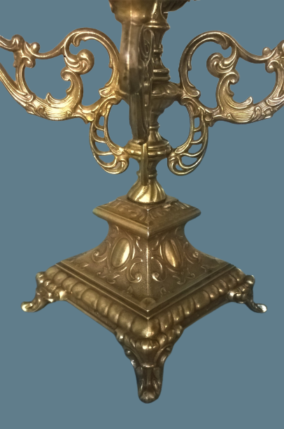 Chandelier five lights quadripod in golden regulator ~ late nineteenth