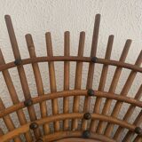 Vintage 1960s rattan sun mirror spiral - 80 x 62 cm