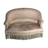Vintage toad sofa trimmed with taupe-coloured velvet