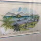 Watercolor painting nadine martinique the three islets + wood frame #a223