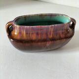 Oval ceramic vase with handles, glazed, 20th century.