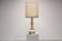 Lampe Cenacchi surdimensionnée beige et or. Vers 1980.