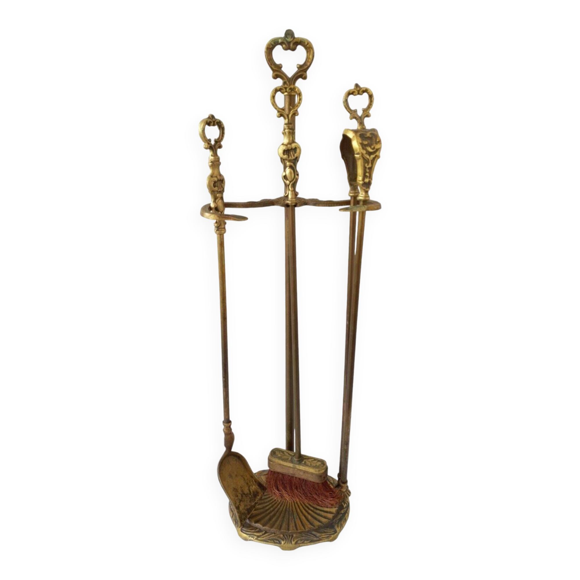 bronze fireplace servant AC 3 accessories pliers, shovel and broom
