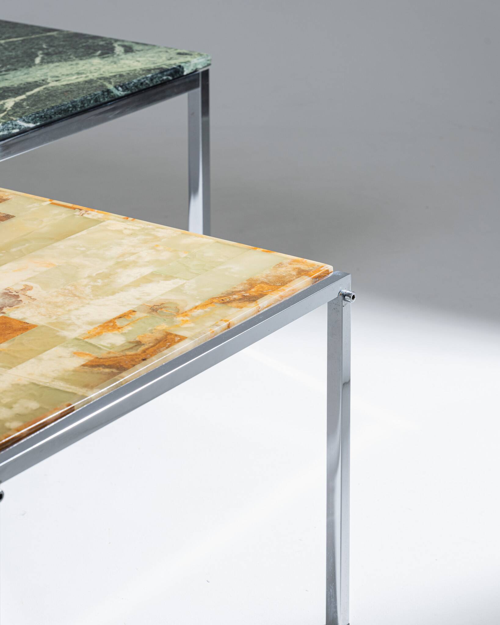 Square green marble coffee table, 1970s