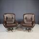 Pair of leather swivel armchairs by PEEM, Finland, 1970s
