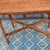 Table with bamboo legs and rattan top