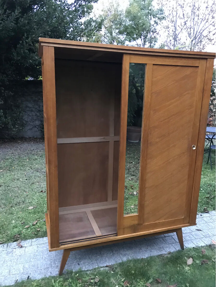 Vintage compass foot cabinet 1950 sliding doors