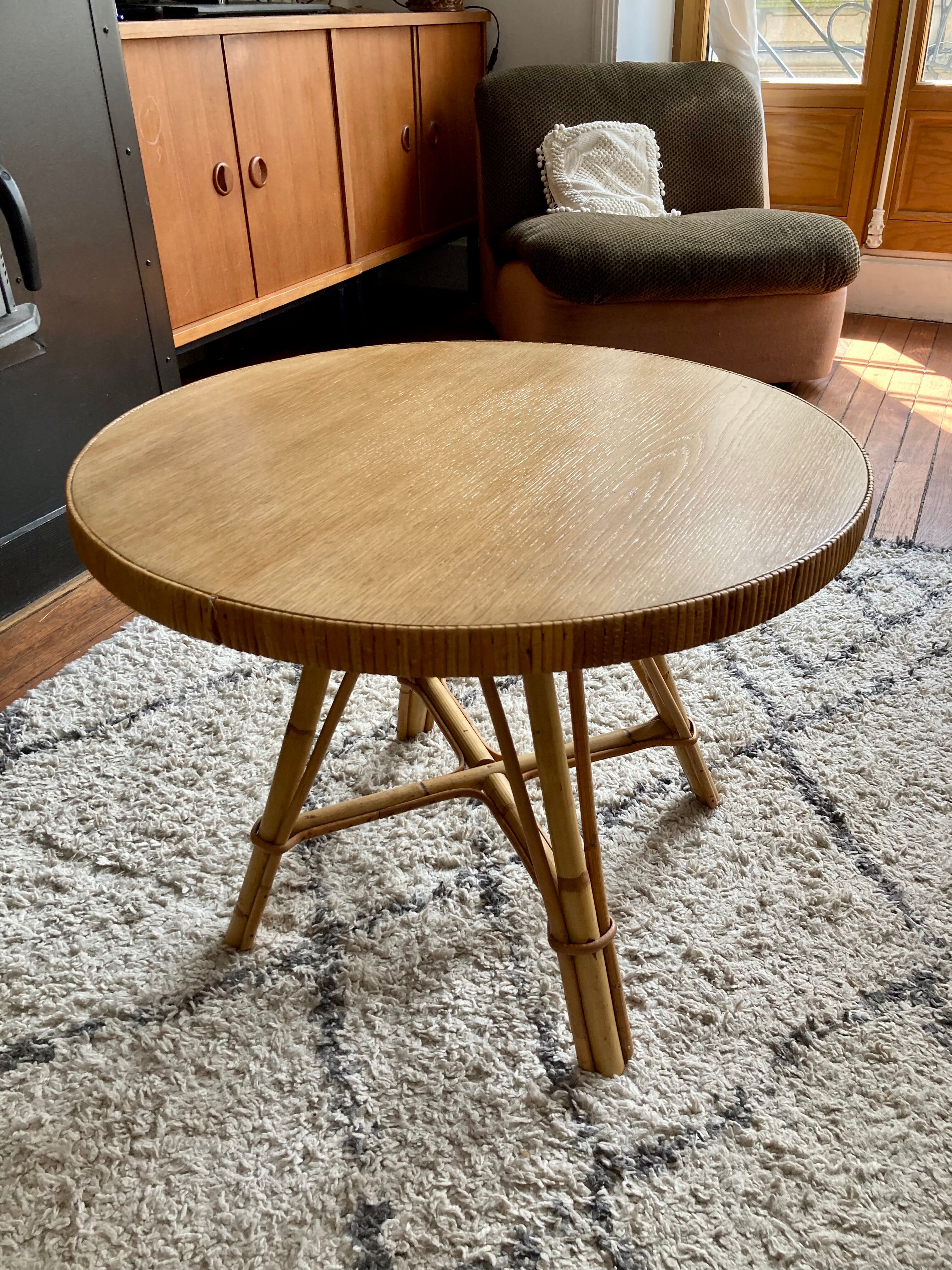 Round rattan coffee table top