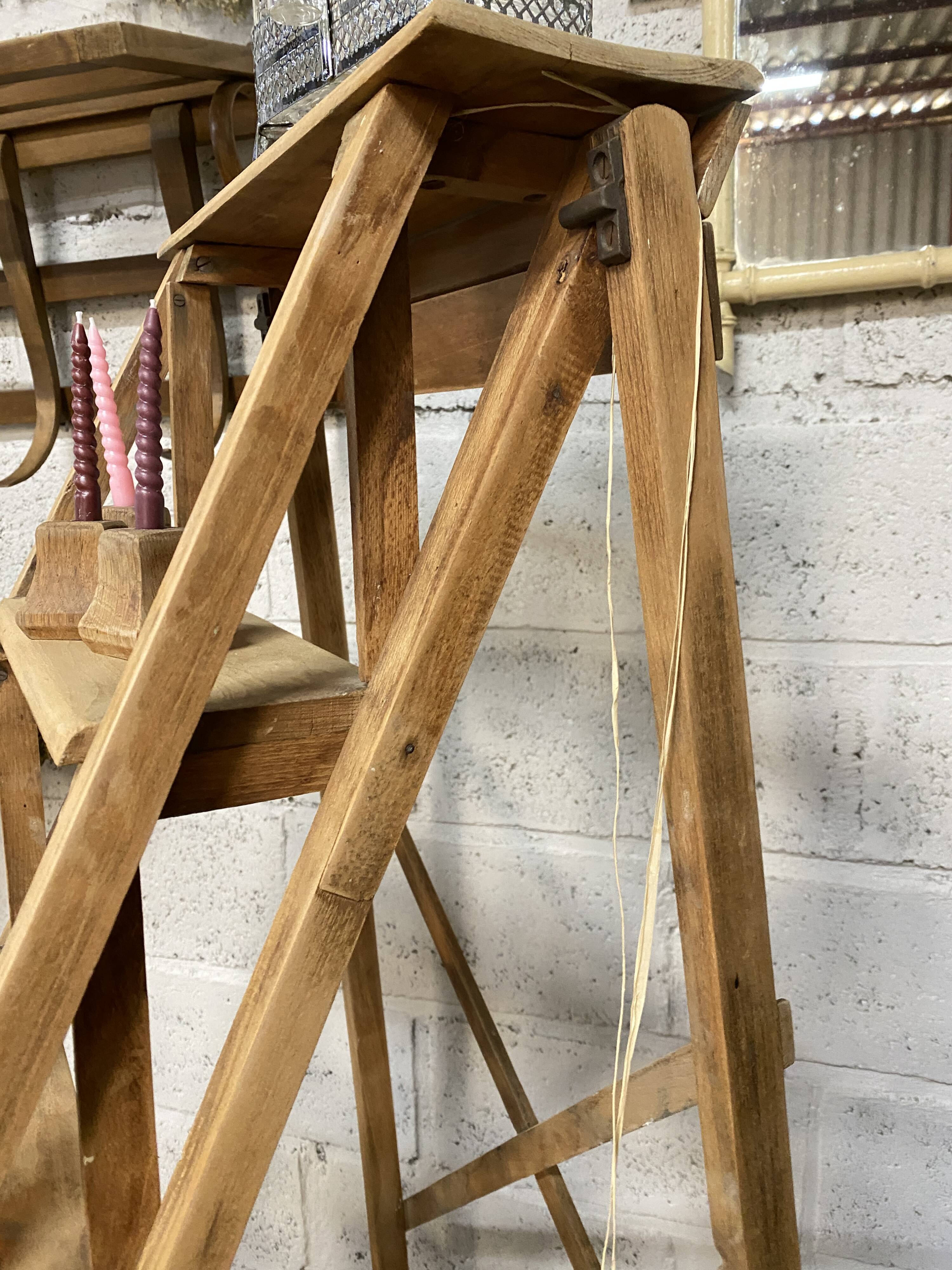 old wooden step stool