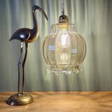 XL vintage globe pendant light in amber glass