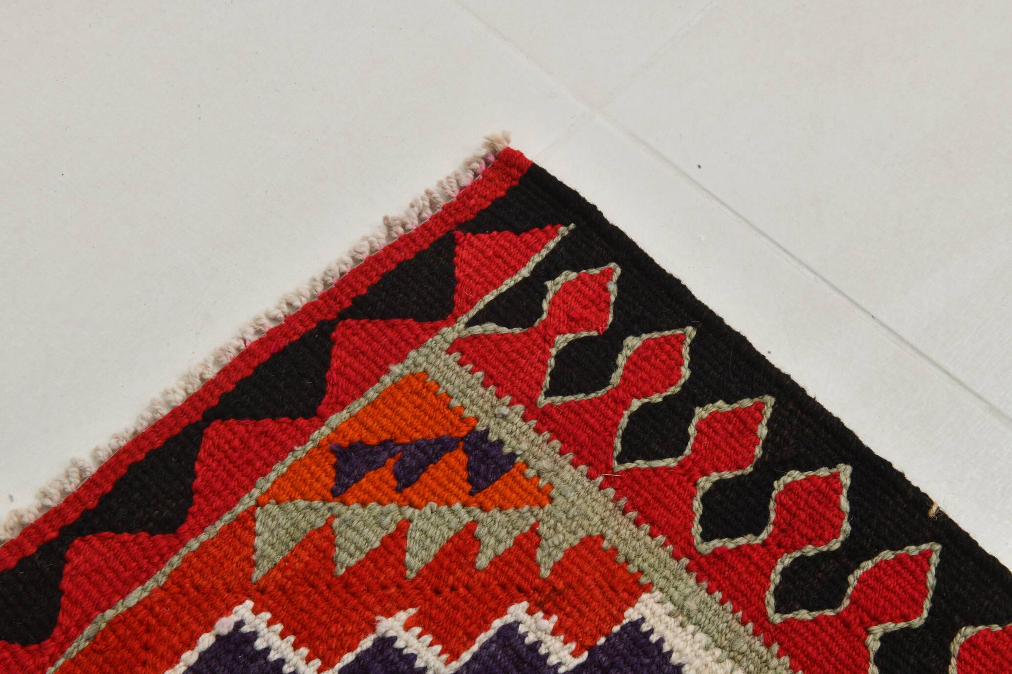 Vintage Orange & Blue Tribal Kilim Runner Rug, 95x320Cm