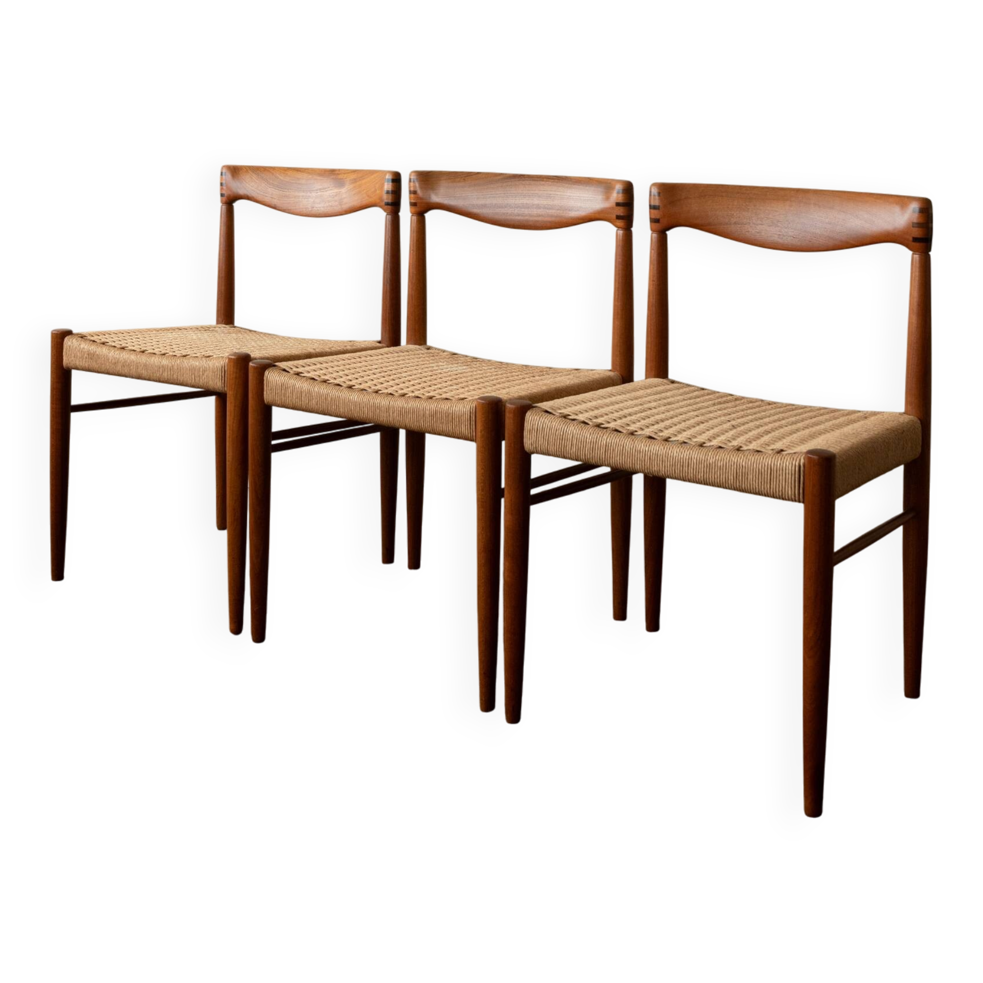 Chaises de salle à manger vintage en teck danois par H.W. Klein pour Bramin, années 1960, ensemble de 3