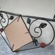 Coat rack, hat rack, wrought iron, 3 wooden balls