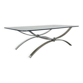 Smoked glass and chrome coffee table, 70s, vintage