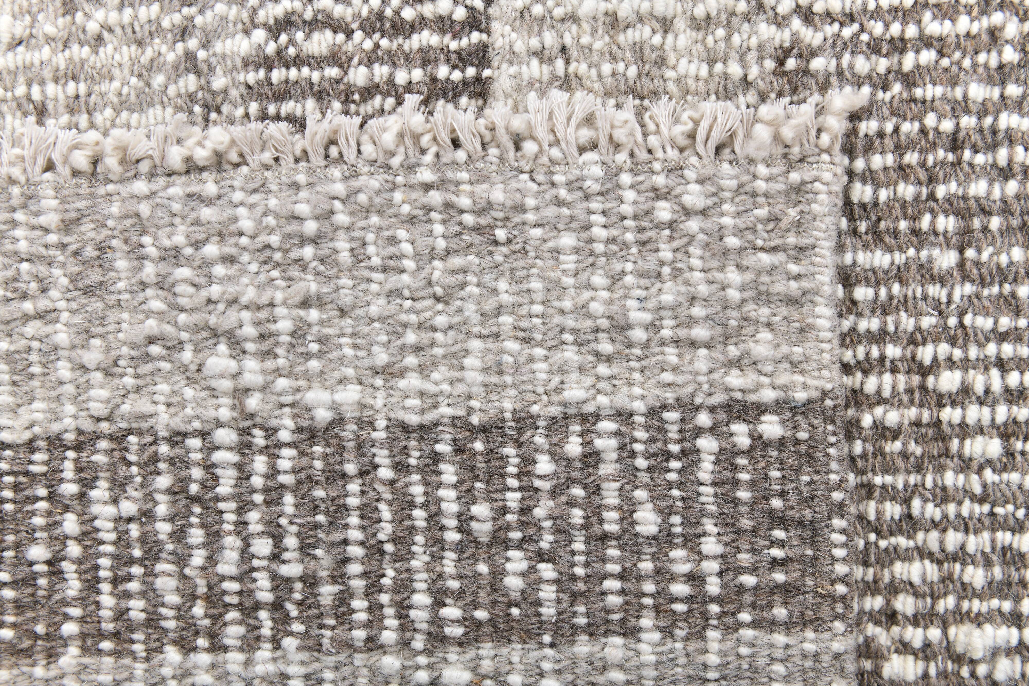 Brown Cream Runner rug, wool corridor kilim carpet  71x246 cm