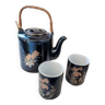 Service à thé noir inspiration chinoise avec une théière et 2 tasses