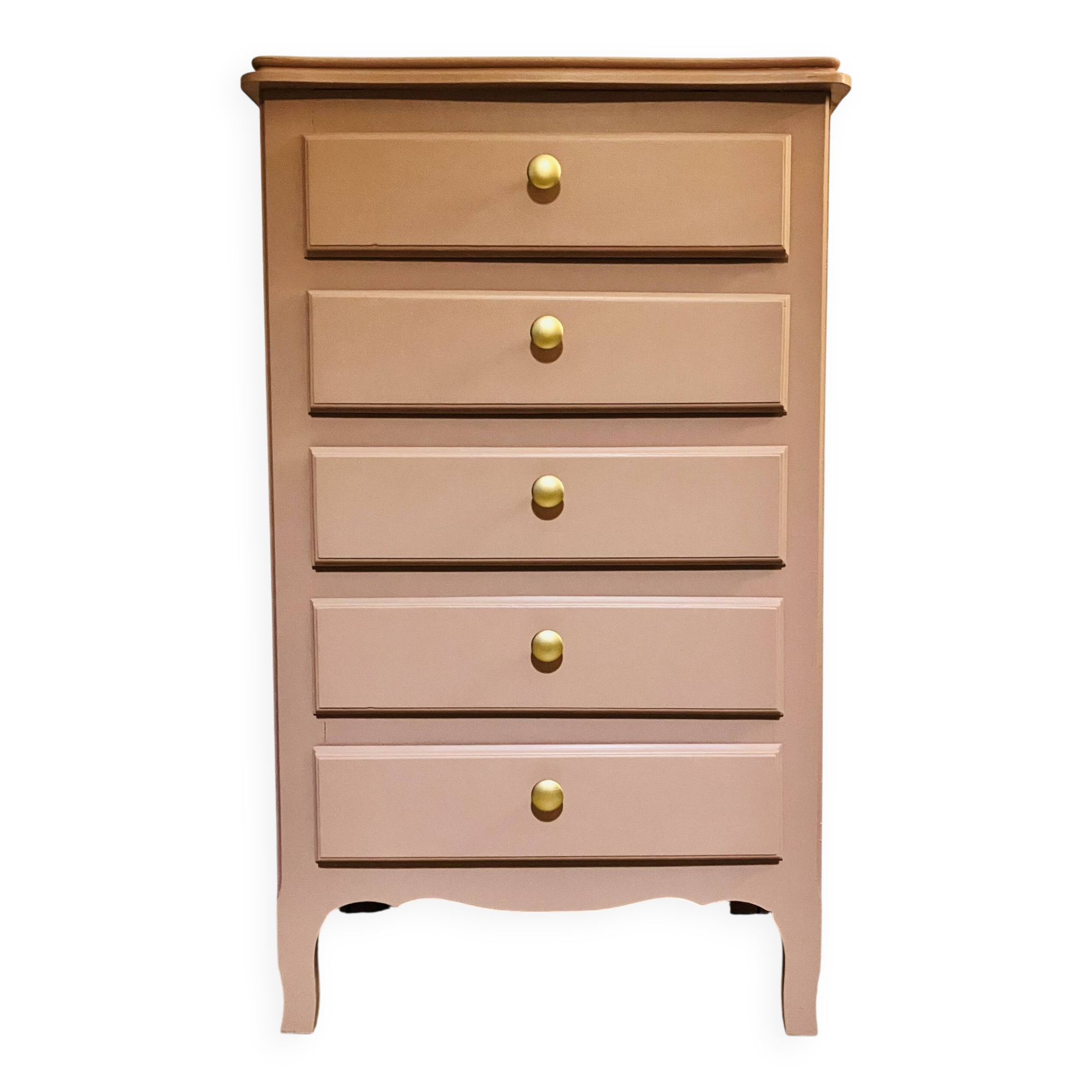 Pink wooden chest of drawers