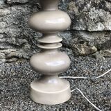 Beige ceramic lamp with crackle look, vintage 1970