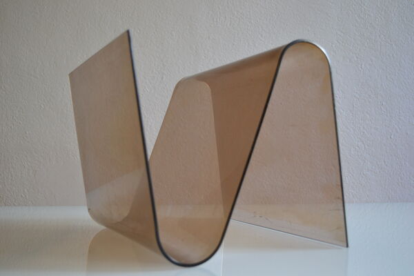 Porte revue moderniste pop space age plexiglas fume vintage annees 70