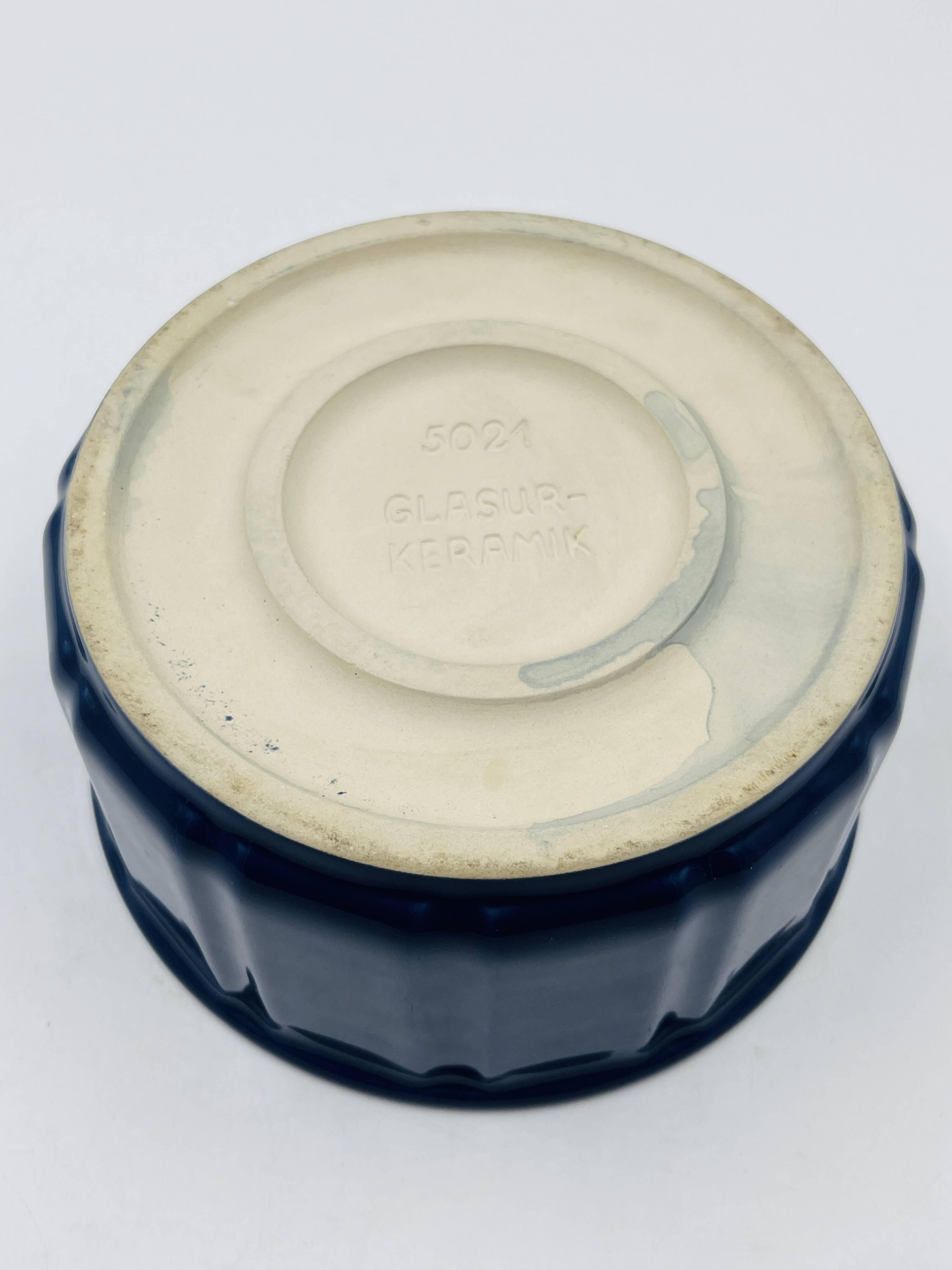 Vintage blue glazed ceramic gratin dish from the 1970s.