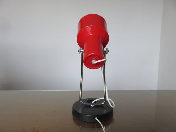 Lampe delmas en aluminium laqué rouge et métal chromé années 60